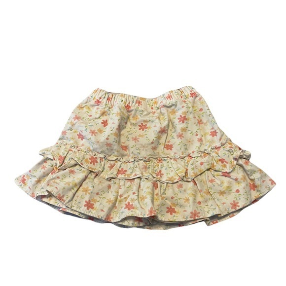 Classic Pooh 3T cream/yellow floral elastic waist 100% cotton A line skirt - Picture 3 of 5